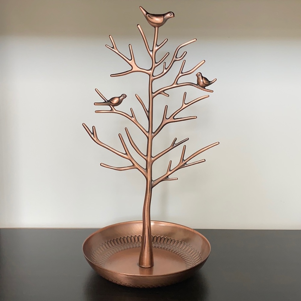 Tree Jewelry Display Rack Holder w/ Plate For Earrings Rings Necklaces Bracelets